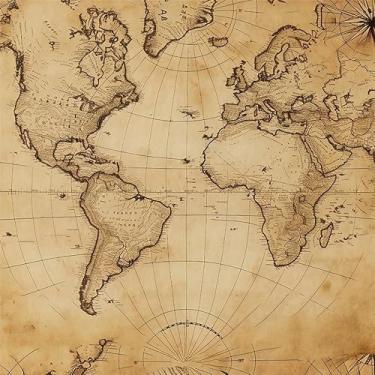 Imagem de REDAMANCY Mapa vintage antigo arte abstrata boho papel de parede marrom descascar e colar papel de parede papel de parede vintage fácil de remover para mesa de cabeceira gaveta gabinete locatário