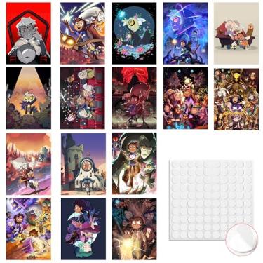 Imagem de Babymiu Pôster de parede de coruja de desenho animado anime pacote com 16 29 x 20 cm. Pôster de impressão HD para decoração de parede de quarto de crianças e clubes