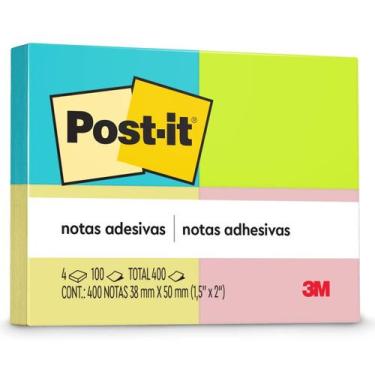 Imagem de Bloco adesivo 38x50 100 fls colorido POST-IT 3M
