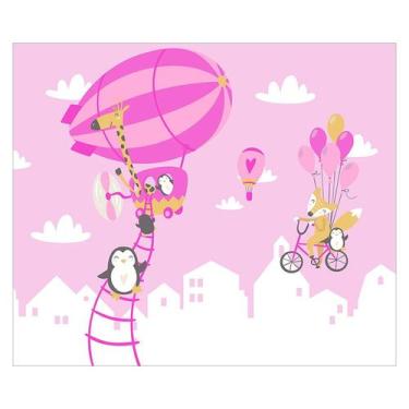 Imagem de Papel de Parede Adesivo Infantil Animais Balão Quarto Menina - 713pcm 