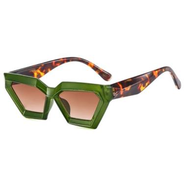 Imagem de Óculos de sol vintage estilo gatinho, moda masculina e feminina, armação pequena, óculos de sol femininos, retrô, UV400 (chá verde leopardo)