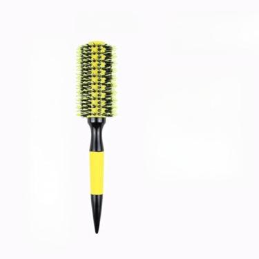 Imagem de Escova De Cabelo Térmica Amarela Cerdas De Javali Mista Madeira(14#)