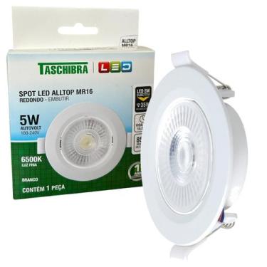 Imagem de Spot Led Redondo Embutir 5W MR16 Luz Branca 6500K - TASCHIBRA