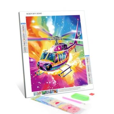 Imagem de Kits de arte de diamante de voo de helicóptero arco-íris para adultos, kits de pintura de diamante 5D DIY para iniciantes, imagens de diamantes, arte para adultos, artesanato, decoração de casa, 30 x