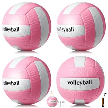 Imagem de Soulchen Pacote Com 4 Kits Oficiais De Vôlei Tamanho 5, Bolas Macias Bomba, Agulhas, Bolsa Malha, Equipamento Treinamento Para Iniciantes, Academia Interna E Externa, Quintal, Parque, Praia Jogar