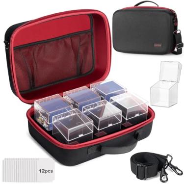 Imagem de Caixa de armazenamento de cartões colecionáveis com estojo de transporte portátil, 6 caixas transparentes Commander Deck com 540 + cartões de manga dupla, armazenamento de viagem com 12 divisórias de