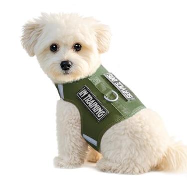 Imagem de Sunraymascota Peitoral para cachorros – Colete de malha macia refletivo ajustável fácil de colocar para cães pequenos com 2 adesivos (verde misto, PPP)