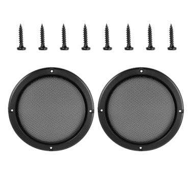 Imagem de Edinstry Capa para carro, 2 peças, protetor de tela de 17,78 cm, para alto-falante de carro, woofer, subwoofer, grelha preta