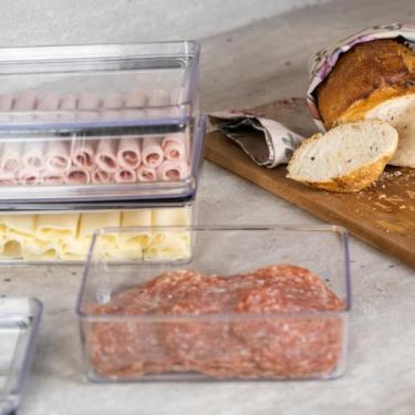 Imagem de Kit 2 Porta Frios com Tampa Duplo 770ml Para Queijo Presunto Pote Hermético Mantimentos Acrilico (KIT C/ 3UN)