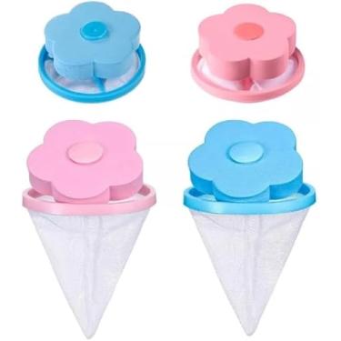Imagem de Filtro Coletor Pega Pelos Fiapo Papa Bolinha Lavadora Kit com 4 Lavanderia