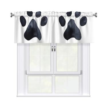 Imagem de Kaifanee Cortina com bolso de haste curta, estampa de patas de cachorro, decoração de janela de animal para cozinha, sala de estar, quarto, 1 painel, 137 cm L x 45 cm C