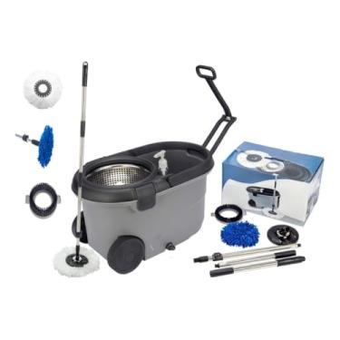 Imagem de Mop Giratório16L com BALDE INOX + 3 REFIS – Cinza e Preto(2)