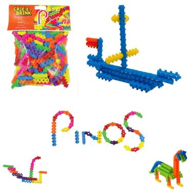 Imagem de Brinquedo de Montar Crie e Brink Pinos Mágicos Encantados 100 Peças