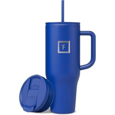 Imagem de IRON °FLASK Co-Pilot 40 oz Insulated Tumbler with Straw & Flip Cap Lids - Cup Holder Bottle for Hot or Cold Drink - Leak-Proof, Double Walled - Water, Coffee Portable Travel Mug - Cobalt Blue