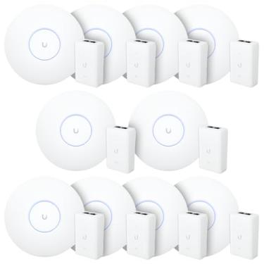 Imagem de 10 Roteador WiFi 6 Access Point 5.3 Gbps + 10 Injetor PoE+ | 10 U6 Pro Ubiquiti Com 10 Fontes 48V 30W