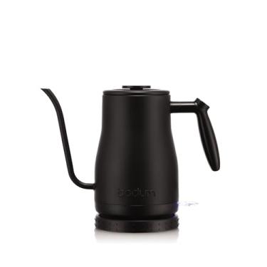 Imagem de Bodum Chaleira elétrica de água bistrô pescoço de ganso de 1000 ml, despeje sobre café e chá, aço inoxidável, preto fosco