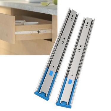 Imagem de 22 pares, 2 pares, deslizadores de gaveta de fechamento suave, extensão total, montagem lateral, capacidade de 45 kg, rolamento de esferas, trilhos de armário de cômoda resistente