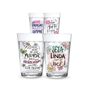 Imagem de Kit 2 Copos Americano Estampado Frases Amor Próprio Femino Mulher Lembrancinha Temática Autoestima (Seja Linda)