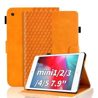 Imagem de Varohix Capa para iPad Mini 5 2019, iPad Mini 4 2015 de couro PU com suporte, capa inteligente com visualização em vários ângulos com suporte de lápis para iPad Mini 5/4/3/2/1-Laranja