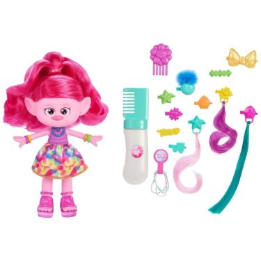 Imagem de Boneca Trolls Poppy Queen Hair Tastic com 15 Acessórios, Mattel