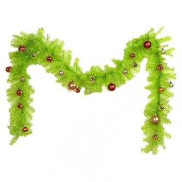 Imagem de Fenteer Guirlanda artificial de decoração de Natal portátil com bolas, decoração de Natal de 270 cm para festas temáticas de feriados e inauguração de casa