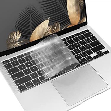 Imagem de Capa de teclado de TPU (poliuretano termoplástico) para o mais novo MacBook Air de 13,3 polegadas com chip Apple M1 (modelo A2337 lançado em novembro de 2020) Touch ID e tela retina (Mldel A2179 lançado em 2020), película protetora ultrafina