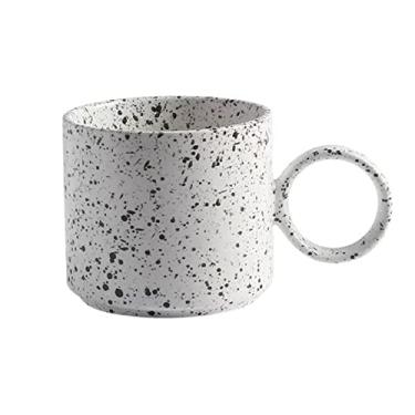 Imagem de Caneca com padrão personalizado Caneca de café de grande capacidade de 400 ml, copo de café de cerâmica para uso doméstico, caneca de café da manhã multifuncional (cor: Dourada)