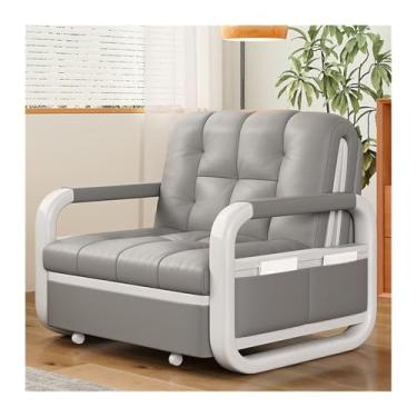 Imagem de Sofá-cama dobrável Sofá-cama individual de couro estilo antigo médio com dobrável e expansível(Pequeno)