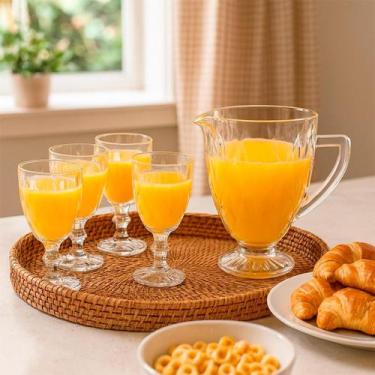 Imagem de Conjunto Jarra Diamante 1,2L + 4 Taças Cristal Ecológico 330ml Transpa