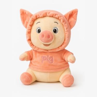 Imagem de Pelúcia Porquinho 30cm Moletom e Touca Zíper Antialérgico Fofo (ROSA)