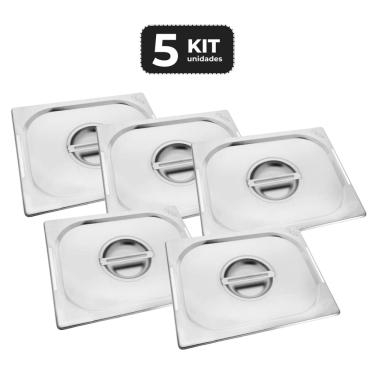 Imagem de Kit 5 Tampa Para Cuba Inox Recortada 1/2 Gn P/ Buffet