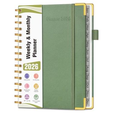 Imagem de Agenda A5 espiral 2026, janeiro de 2026 a janeiro de 2026, agenda diária de 12 meses, 14,6 cm x 21,3 cm, agenda semanal e mensal, livro de calendário de capa dura, material escolar para trabalho