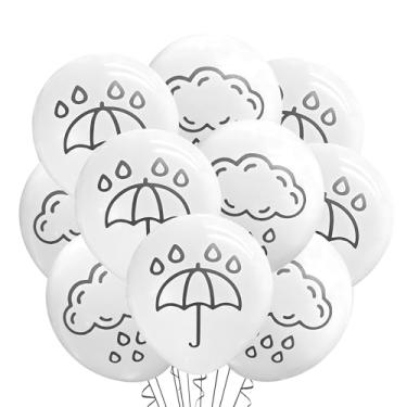 Imagem de Malayan Products Rain Cloud Balloons 12 Count Latex, Sprinkle Rainy Umbrella Baby Shower Birthday Party Decorations Theme Event Storm Weather, 12Inch Standard Size (Black)