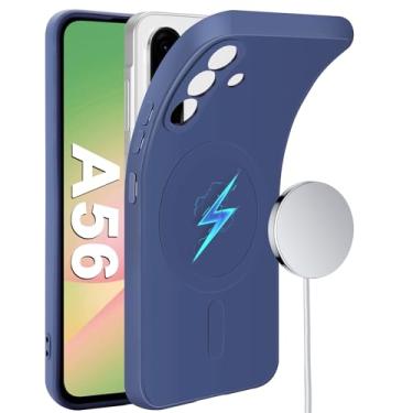 Imagem de Capa magnética para Samsung Galaxy A56, adequada para Mag-Safe, Slim Soft Touch Silicone para Samsung A56 telefone gel borracha microfibra forro capa protetora para Galaxy A56 5G 6,7 polegadas (azul)
