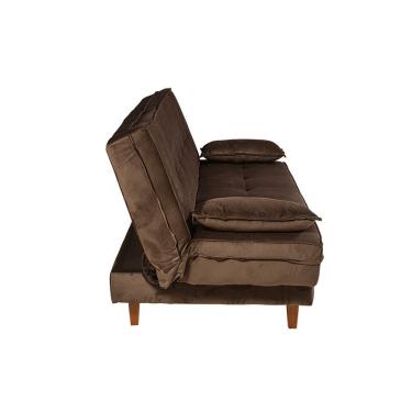 Imagem de Sofa-Cama Casal 3 Lugares Retratil em Veludo Macio Espuma D26 Certificada INMETRO para Sala de Estar Pequena 195cm