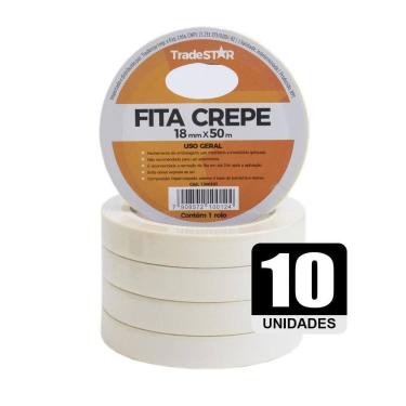 Imagem de Fita Adesiva Crepe Papel 18Mm X 50M C/10 Rolos 18X50