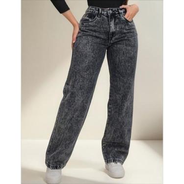 Imagem de Calça Jeans Feminina Wide Leg Pantalona Cinza Grafite - NoBrand, Grafi
