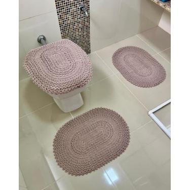 Imagem de Jogo De Banheiro Em Crochê 3 Peças Vezinho Liso Artesanal - Croché Mar