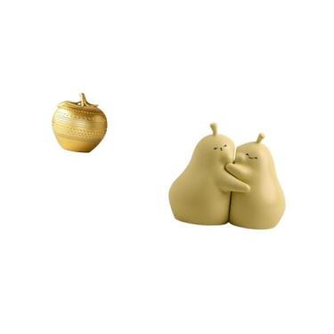 Imagem de Fenteer Escultura de Estatueta de Pera de Resina, Ornamento de Arte Moderna para Mesa, Estante de Livros, Sala de Jantar, Quarto, Escritório, Suporte de Livro