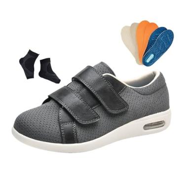 Imagem de Zapatos Diabéticos Personas Mayores Ancho, Zapatos Para Caminar Casuales De Malla Transpirables Ajustables Anchos Para Diabéticos Hombres, Acogedora Ortopedia Edemas Artritis Dolor(Gray,40 EU)