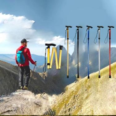 Imagem de Bastões de caminhada leves e dobráveis, bastões ajustáveis com pontas de borracha para caminhadas de acampamento ao ar livre