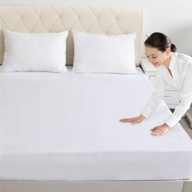 Imagem de Protetor de colchão impermeável, lençol com elástico profundo para cama de casal