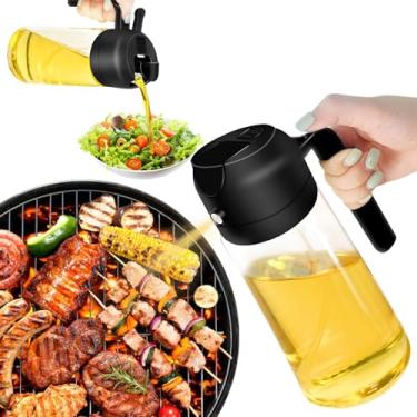 Imagem de Dispensador de óleo 2 em 1, pulverizador de óleo 2025 para cozinhar na cozinha, frasco de spray de óleo de 470 ml para casa, Branco, 15.9 Ounces