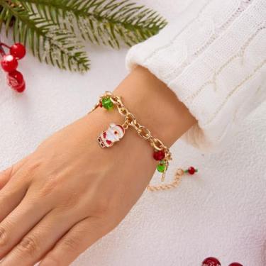 Imagem de Pulseiras de Natal para mulheres, berloques de Natal, miçangas, pulseiras, presentes, decorações de árvores, conjunto de berloques festivos