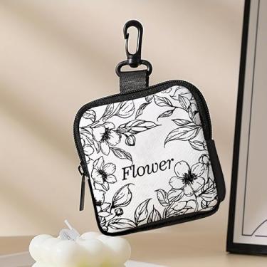 Imagem de Porta-chaves mini porta-moedas, bolsa multifuncional para chaves, moedas, fone de ouvido, batom, porta-cartões, organizador de cabos de dados, bolsa com zíper, acessórios para bolsa de lua e flor
