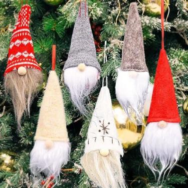 Imagem de 1 enfeite de gnomos pendurados para árvore de Natal, gnomos de pelúcia suecos feitos à mão, elfo de Papai Noel, para decoração de casa, árvore de Natal, lareira