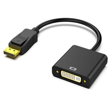 Imagem de DisplayPort para DVI, adaptador DP para DVI banhado a ouro (macho para fêmea) compatível com Lenovo, Dell, HP e outras marcas