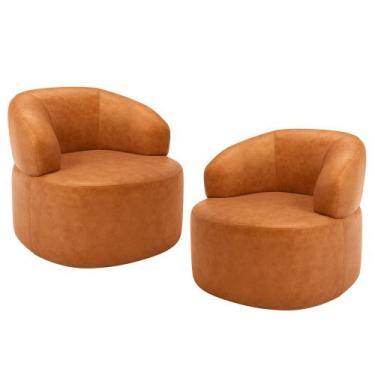Imagem de Kit 02 Poltronas Giratória Orgânica Para Sala Living Helena L02 materi
