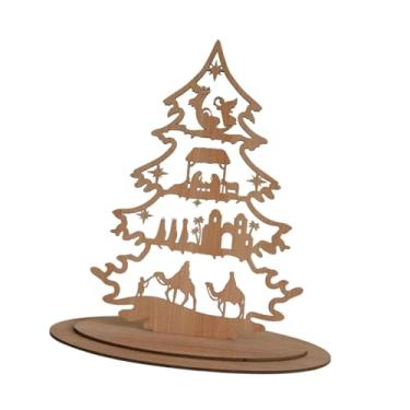 Imagem de IEUDNS Decoração de Natal: Pequena Árvore de Natal, Presente de Natal, Placa de Madeira, Decoração de Mesa para Casa de Campo de Inverno, Prateleira, Sala de, Style F