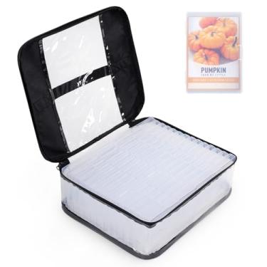 Imagem de WISEPRO Caixa organizadora de 28 compartimentos para armazenamento de sementes com bolsa transparente com zíper, recipientes de sementes de jardim para flores e vegetais